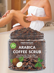 First Botany Coffee Scrub with coconut oil and shea butter supports skin hydration