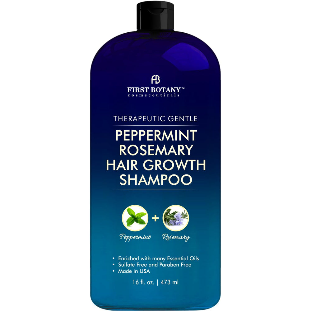 First Botany Peppermint Rosemary Shampoo bottle with invigorating scent for daily scalp refreshment