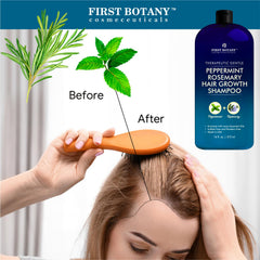 First Botany Peppermint Rosemary Shampoo label closeup showing paraben-free formula