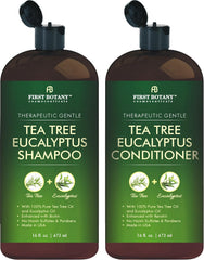 First Botany Tea Tree and Eucalyptus shampoo bottle for refreshing scalp cleanse