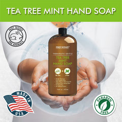 First Botany Hand Soap ingredients panel with vitamin E and botanicals for nourishment.