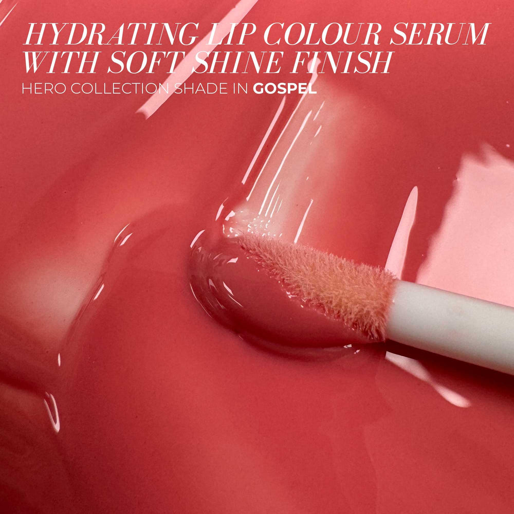 FITGLOW Lip Colour Serum Warm Berry lip swatch demonstrates buildable color and comfortable wear.