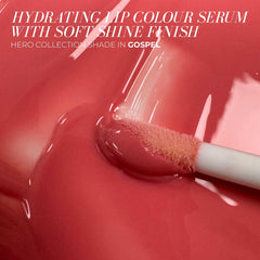 FITGLOW Lip Colour Serum Warm Berry lip swatch demonstrates buildable color and comfortable wear.