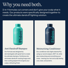 Flakes hydrating conditioner bottle providing moisture and softness.