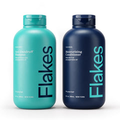 Flakes shampoo bottle with cooling mint for refreshed scalp comfort.