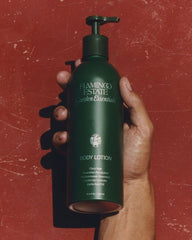 Flamingo Estate body lotion ingredients highlight jojoba, avocado, and shea for rich moisturization.