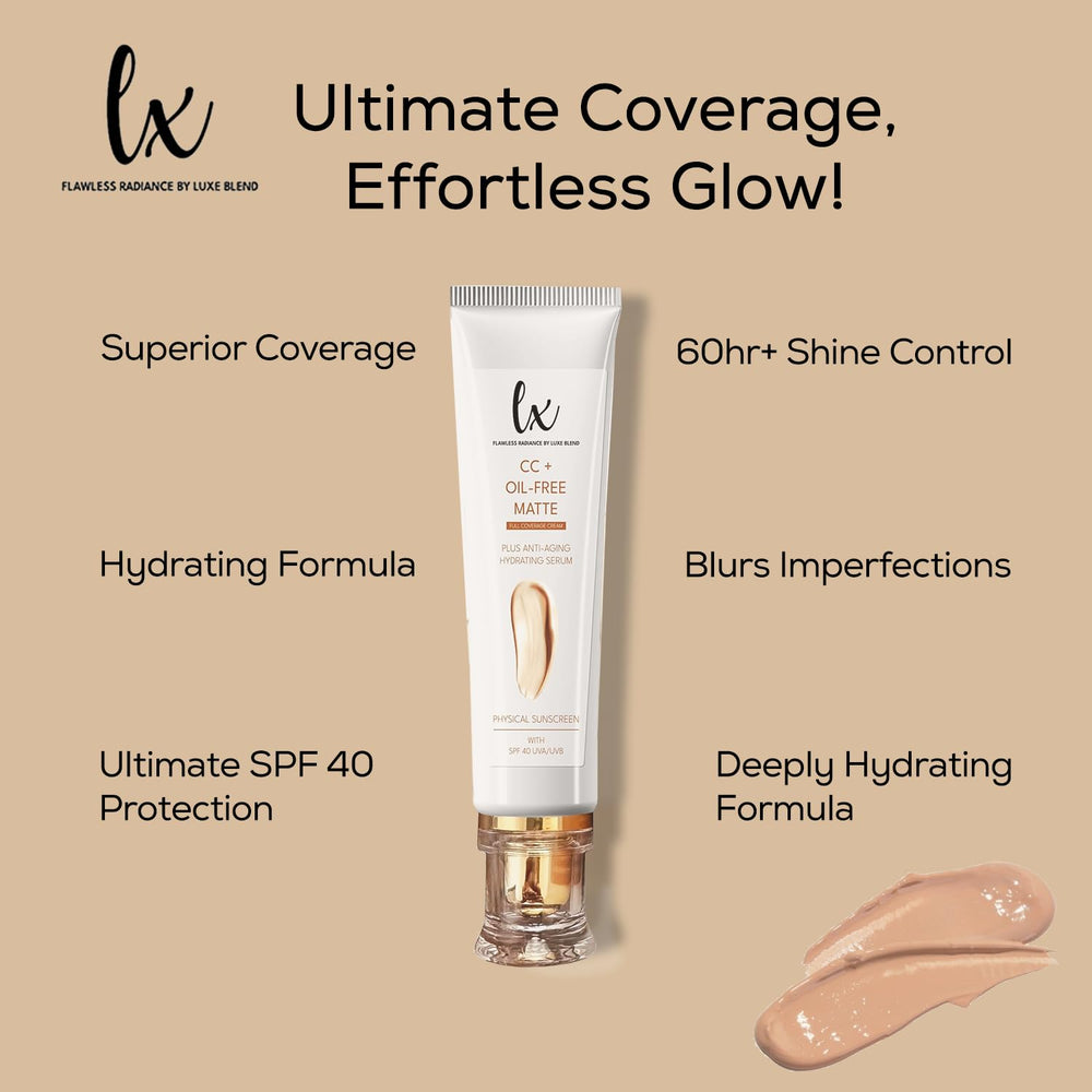 Flawless Radiance LX Blend CC+ Cream swatches on arm showing full coverage