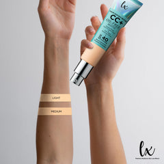 Flawless Radiance LX Blend CC Cream swirl demonstrates even tone and comfortable wear.