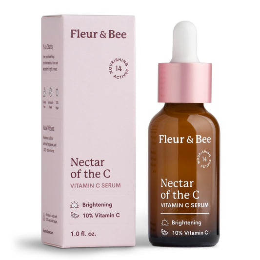 Fleur & Bee Nectar of the C serum bottle for brighter, evenly toned skin.