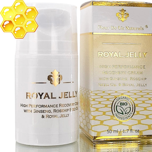 Fleur De Lis Naturals Face Cream Royal Jelly jar for anti-aging hydration and radiance.