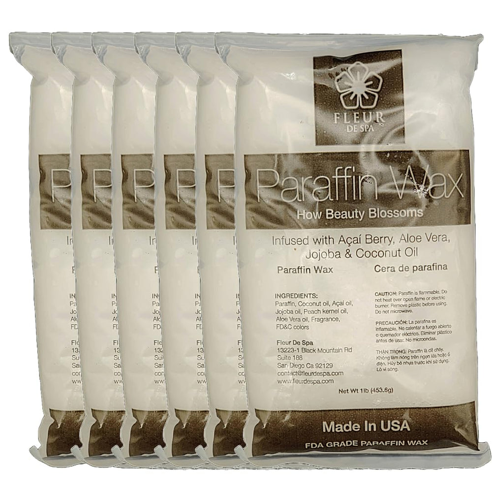 Fleur de Spa paraffin 6lb box for at-home spa sessions delivering deep hydration.