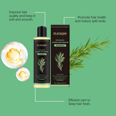 FLEXQW Rosemary Shampoo scalp nourishment scene shows balanced moisture