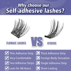 FLOMAZE lash clusters close-up showing 8mm row for easy application.