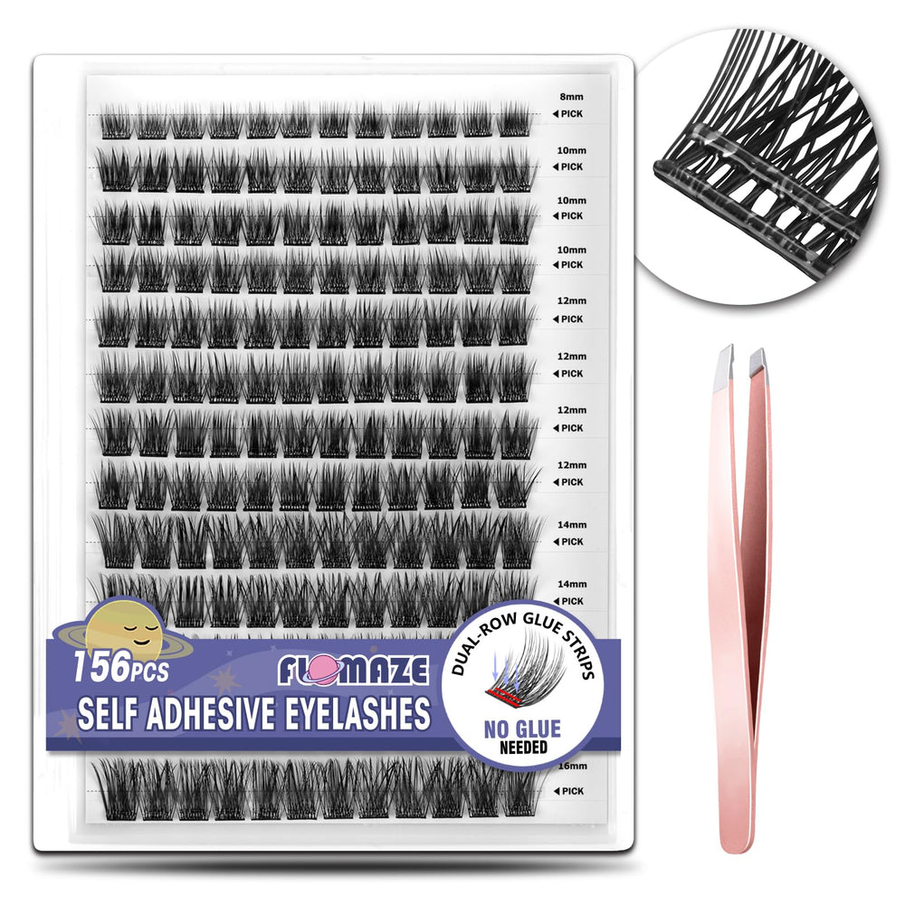 FLOMAZE self-adhesive eyelashes packaging display for versatile DIY looks.