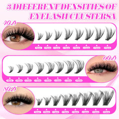 Floranest lash clusters kit D-curled fluffy lashes for volume.