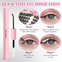 Floranest lash clusters kit tweezers and brush for precise application.