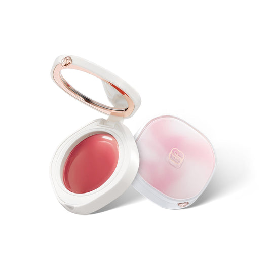Florasis Dewy Touch Lip Balm in Aromatic Peach swatch on lips with nourishing color