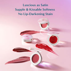 Florasis lip balm swatch showing glossy finish and rich color payoff