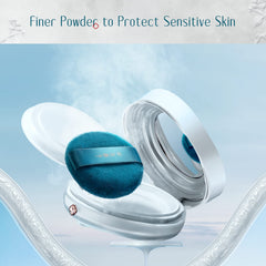 FLORASIS Flawless Jade powder texture close-up shows ultra-fine consistency for a light feel