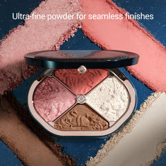 FLORASIS 4-in-1 makeup palette for contour, highlight, blush, and eyeshadow.