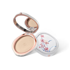 FLORASIS Yurong airbrushed powder swatch showing natural glow