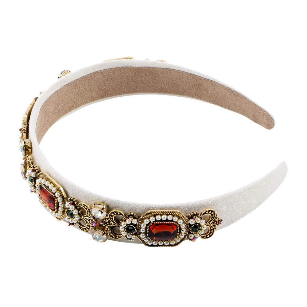 Florate alloy metal base headband provides secure, comfortable fit.