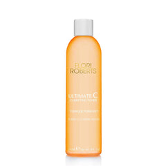 Flori Roberts Ultimate-C Clarifying Toner bottle refreshes and clarifies dry, uneven skin.