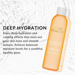Flori Roberts Ultimate-C Clarifying Toner closeup texture shows lightweight, smooth feel.