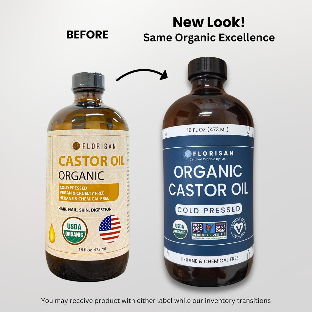 Pouring Florisan castor oil into hand for simple nightly routine