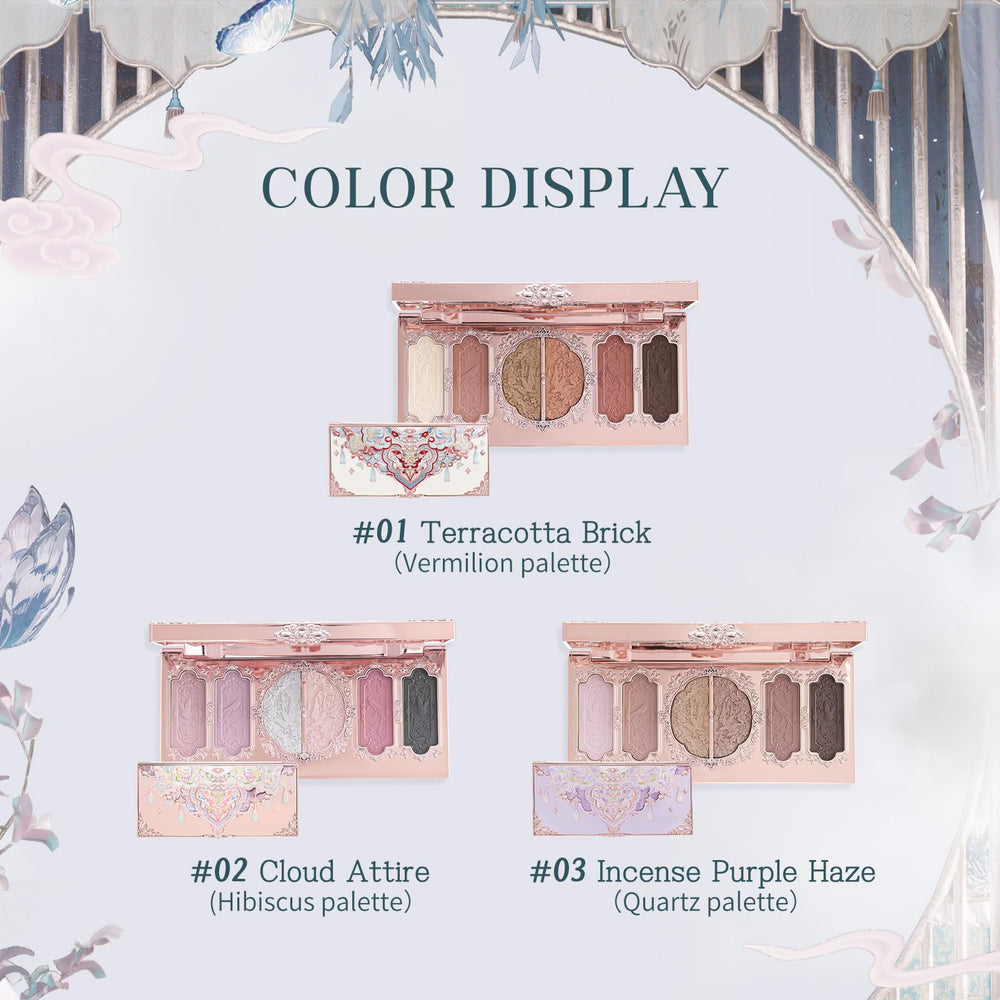 Flower Knows open palette shows six shades for versatile day-to-night looks.