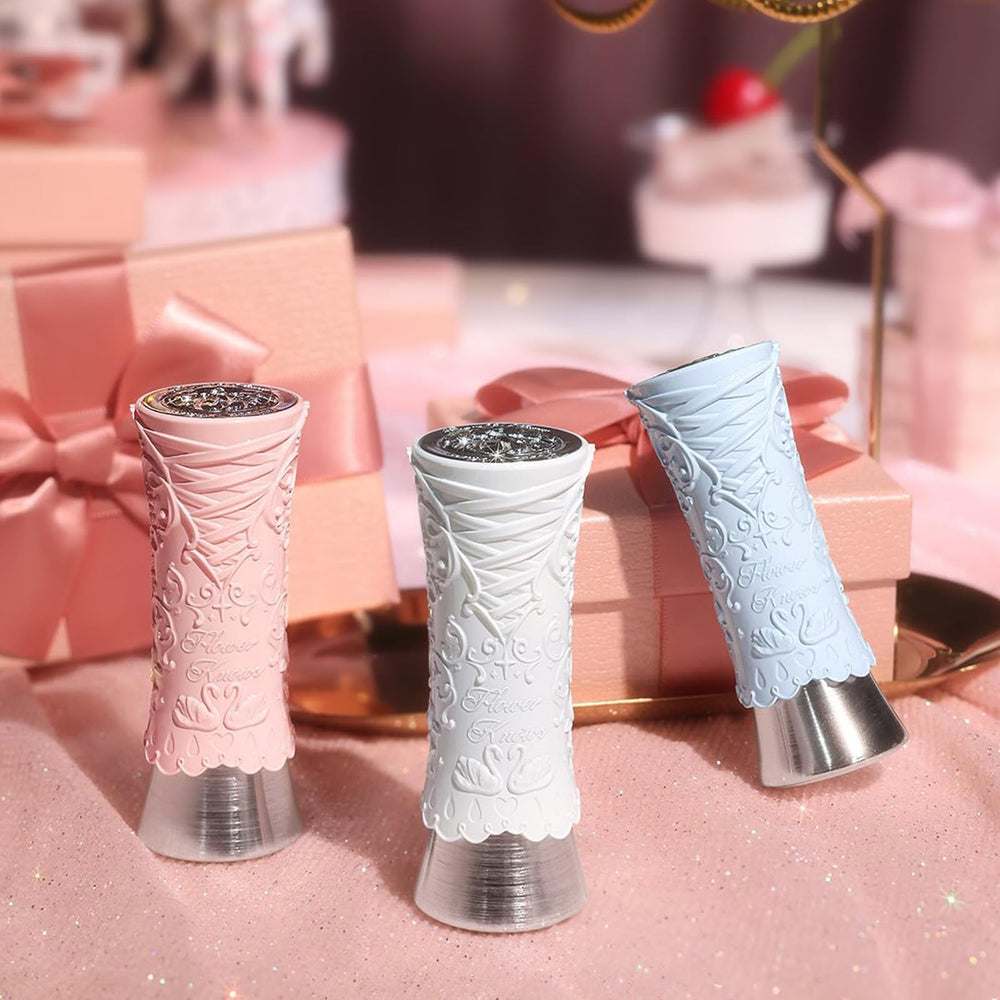 Flower Knows Hydrating Solid Lip Gloss texture closeup highlights lasting moisture.