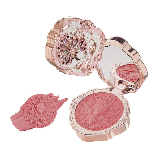 Flower Knows Little Angel Cream Blush embossed angel pattern on the case for collectible elegance
