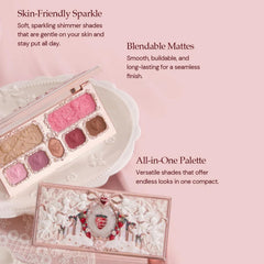 Flower Knows Strawberry Cupid Palette hand swatches reveal blendable texture for seamless layering.