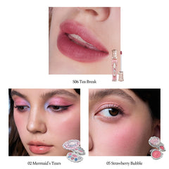 Flower Knows Strawberry Rococo Lip Cream S06 provides hydrating, velvety color.