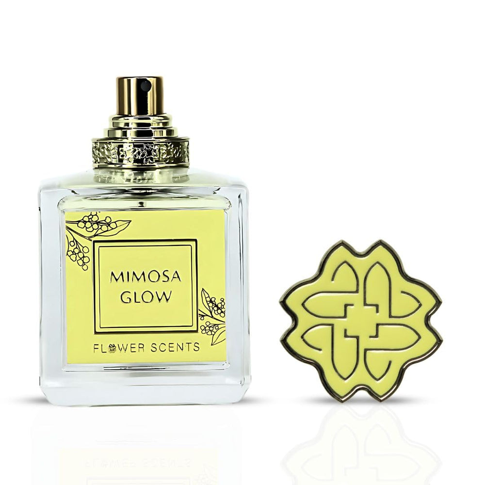 Flower Scents Mimosa Glow spray action demonstrates easy, confident application.