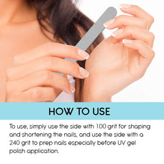 Flowery 100-count disposable nail file pack for convenient stock.