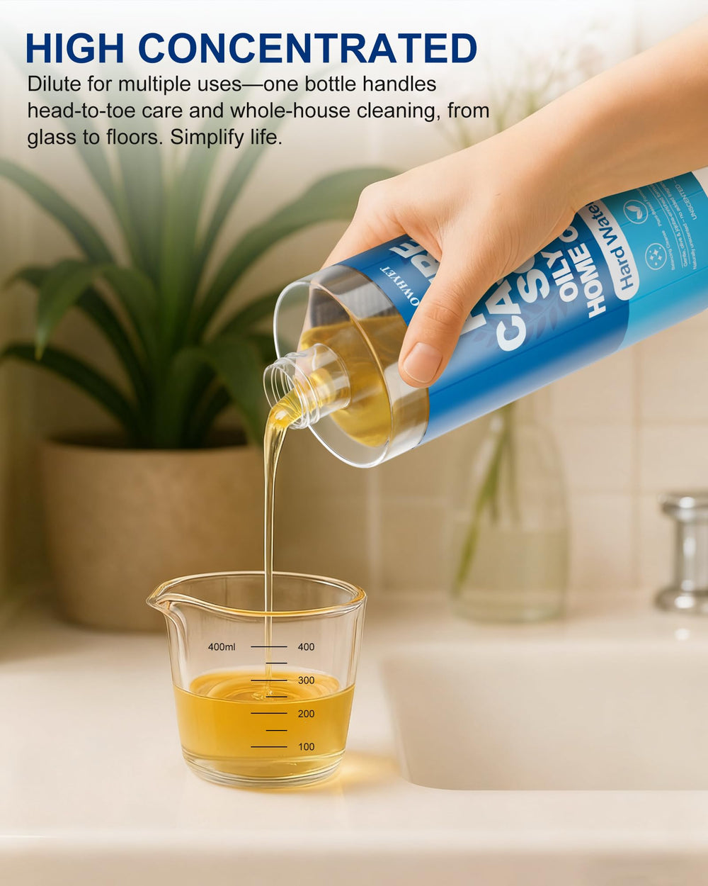 FLOWHYET Castile Soap cleaning setup shows versatile household use.