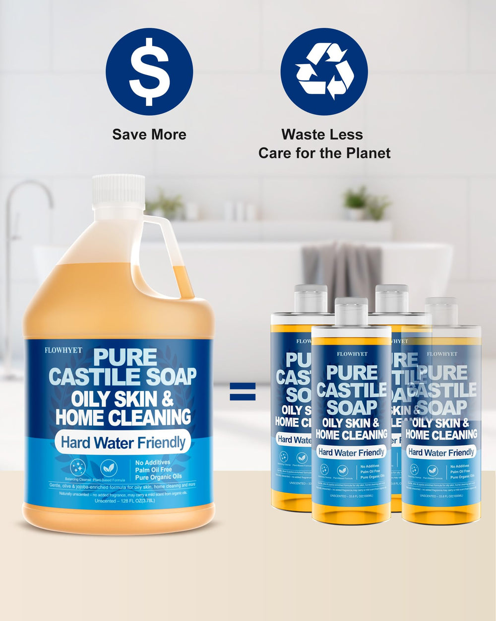 Flowhyet Pure Castile Soap bath time bubbles for a relaxing soak