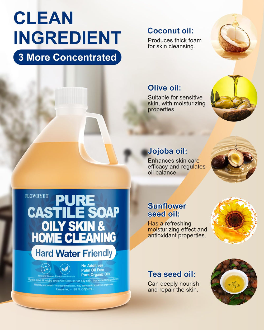 Flowhyet Pure Castile Soap gentle facial cleanser for daily care