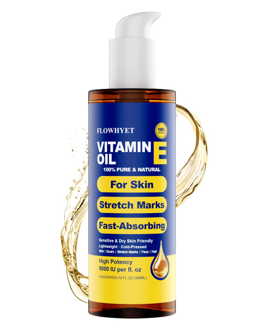 FLOWHYET Pure Vitamin E Oil bottle ready for fast skin absorption