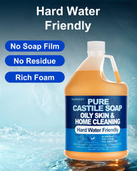 FLOWHYET unscented castile soap foam closeup showing rich lather for hands and body