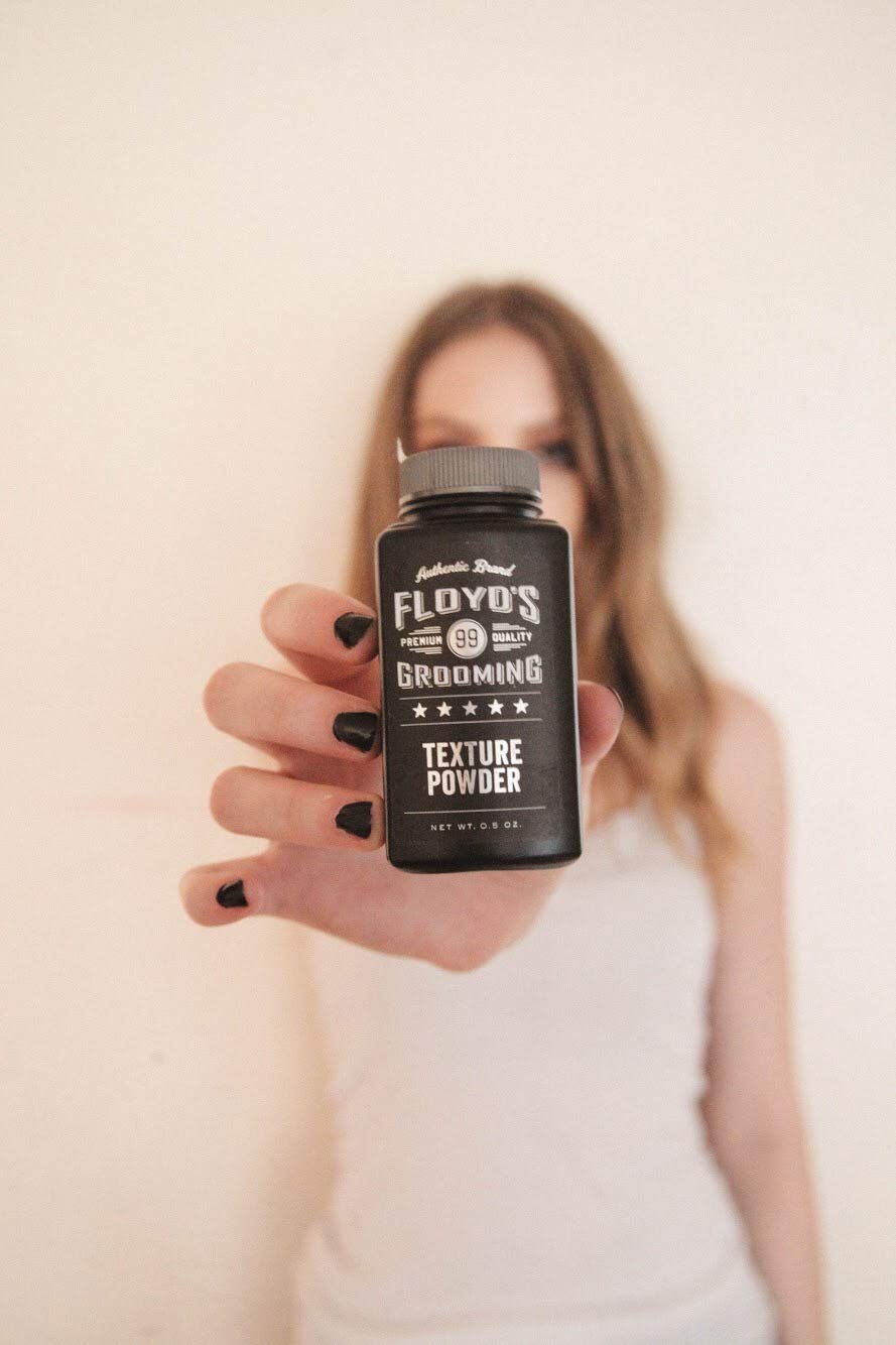 Floyd's 99 Hair Styling Powder color-safe formula on color-treated hair