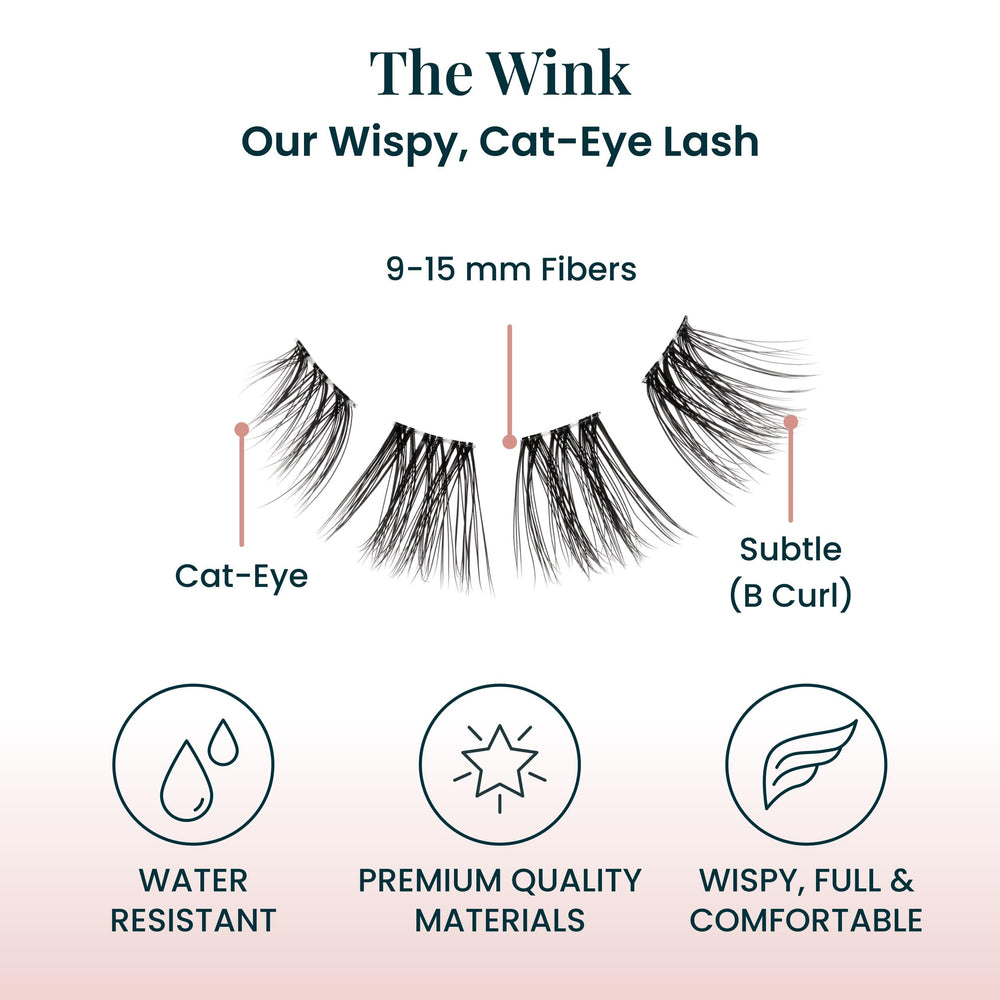FlutterHabit Wink adhesive included for strong hold and fast dry time.