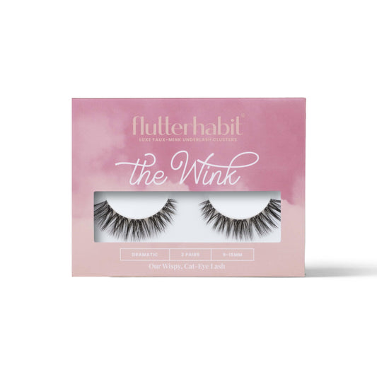 FlutterHabit The Wink Lashes box front view shows a versatile DIY lash kit for long wear.