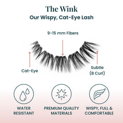 FlutterHabit The Wink Lashes eye-wearing shot highlights comfortable, long-lasting wear with no daily mascara.