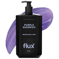 Flux Up Purple Shampoo bottle features violet pigments for brassy tones