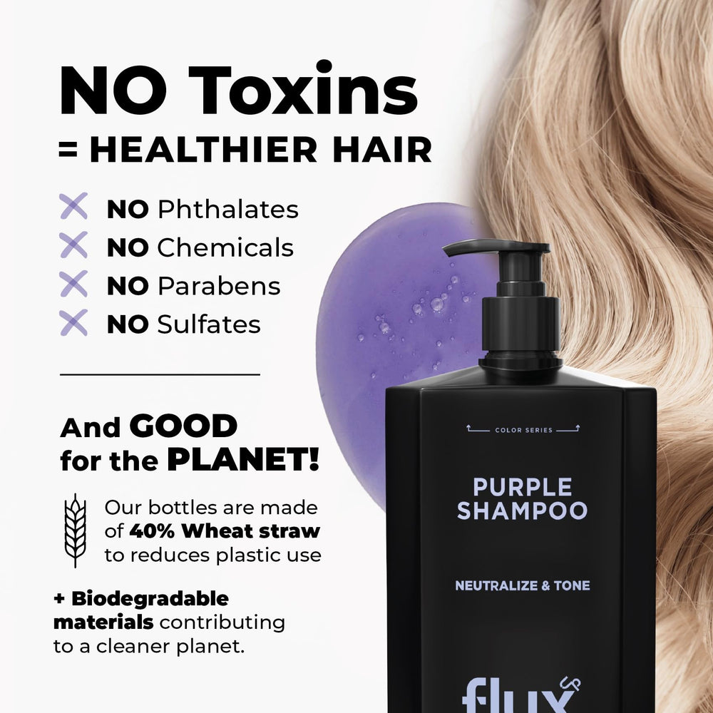 Flux Up Purple Shampoo features Japonica Flower Extract for gentle color care