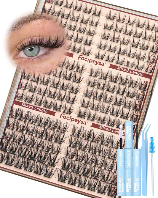 Focipeysa Fairy eyelash extension kit with 10-16mm clusters for natural volume