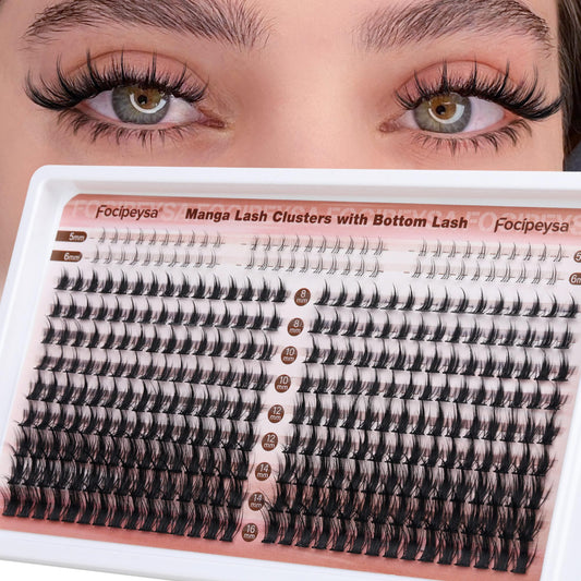 Focipeysa manga lash clusters 330pcs for versatile eye-opening volume