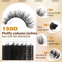 Focipeysa matte black cluster lashes ready for natural to dramatic results.